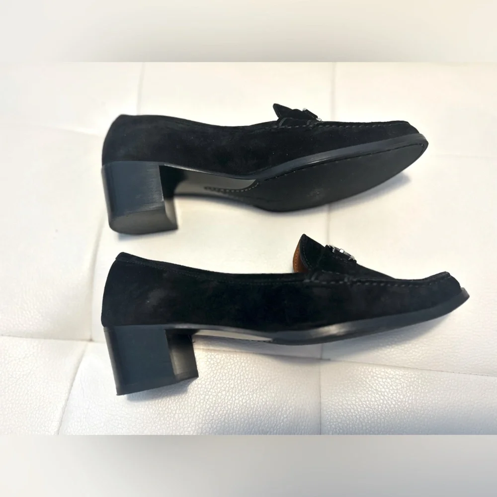 Ferragamo NEW!! Suede Stack Heel Loafer Sz. 8.5 B - Picture 4 of 9